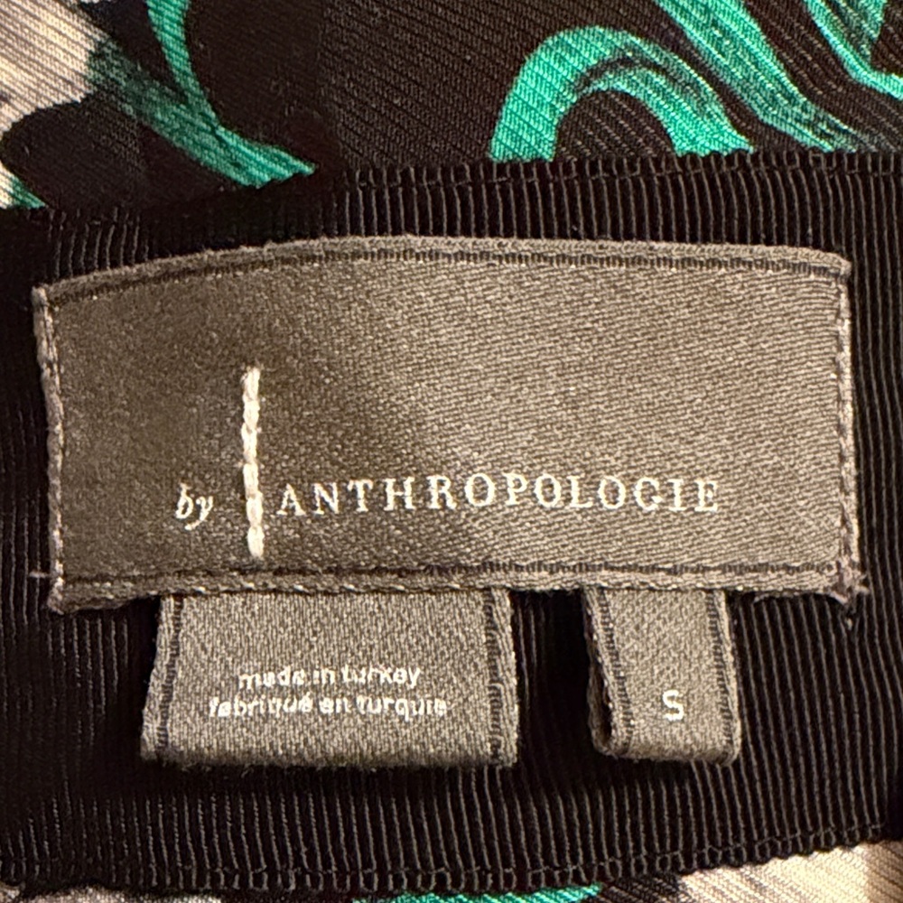 Anthropologie Black Midi Dress with Red and Green Floral Design - Picture 6 of 8